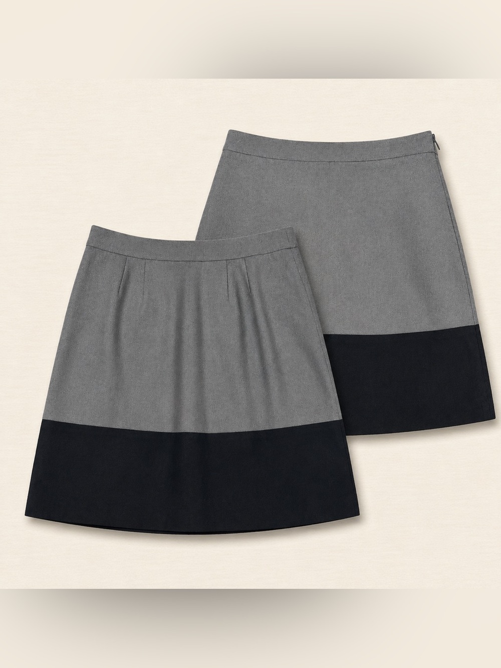 LOFT Gray Mini Skirt with Black Hem